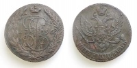 5 копеек 1796 г. ЕМ, «Павловский» перечекан, медь
