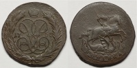Копейка 1758 г., Сестрорецкий монетный двор, перечекан из шведского эре (архив)