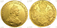 5 рублей 1781 г. СПБ, золото, в слабе ННР AU 53.