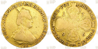  5 рублей 1796 г. СПБ, золото, в слабе ННР F15. 
