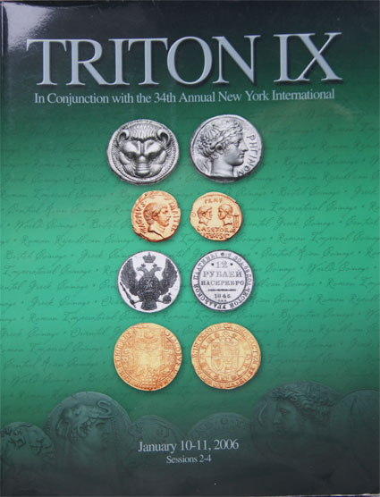 Classic Numismatic Group, New York. 10-11 January 2006 in New York. Triton IX. A Highly Important Offering of Russian. 48 Yefimoks from the Fuchs Collection. 36 Platinum Pieces from a North American Collection. Каталог аукциона Тритон IX, Нью Йорк, 2006 г
