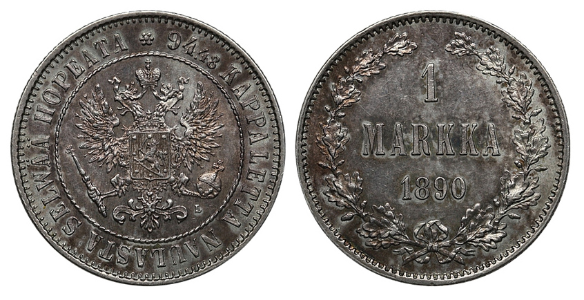 Великое княжество Финляндское, 1 марка 1890 г. S. (архив)