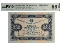 250 рублей 1923, в слабе PMG66 EPQ. Государственный денежный знак.
