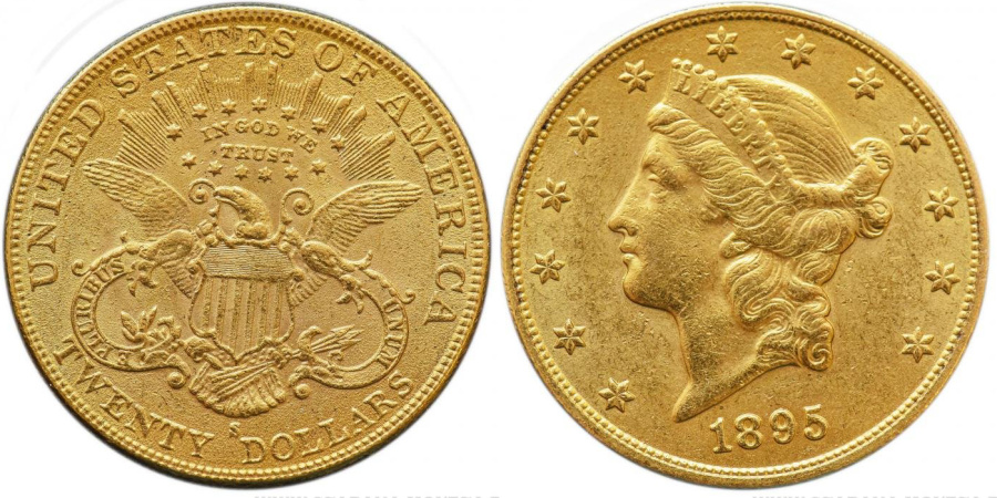  "  - 20   S 1895 .  ,  ,  - "" (Liberty Head gold double eagle fake).
