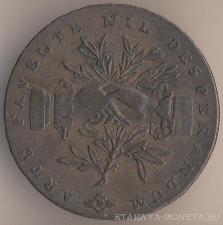 Великобритания, Графство Стаффордшир. г. Лик, токен пол пенни 1793 г., мануфактура Форда и Филлипса