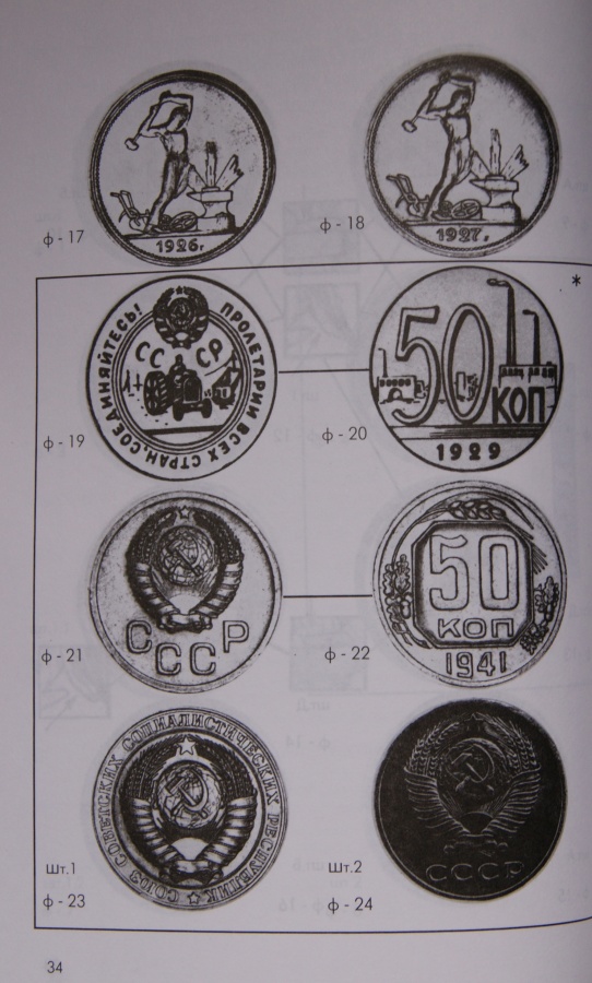 Федорин А. И. "Монеты страны Советов 1921-1991. Каталог монет СССР тиражных годовых выпусков по разновидностям штемпелей, описание известных пробных монет", 1998 г., 1-е издание популярного и авторитетного каталога.