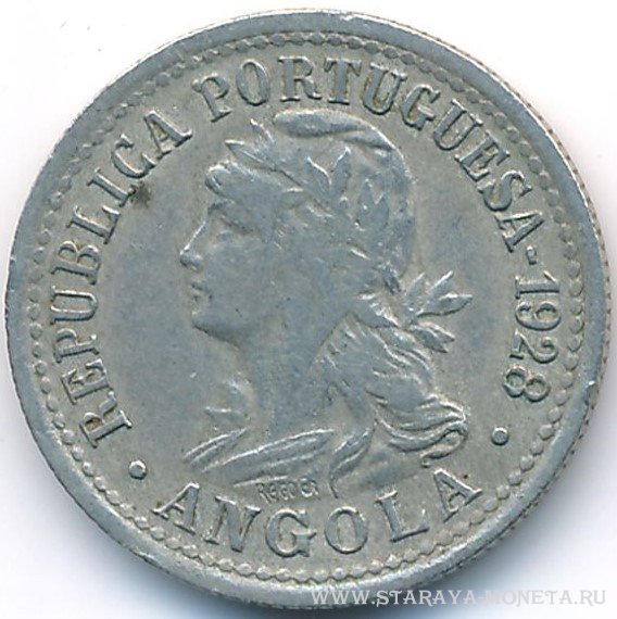 10 центаво - 2 макута 1928 г. Ангола, колония Португалии
