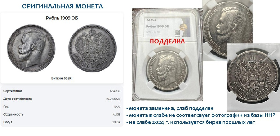 Замена монет в слабах ННР на подделки