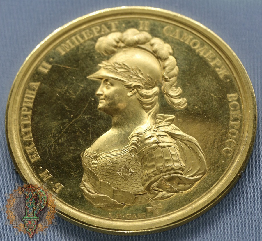 Иоганн Балтазар Гасс (1730-1813). Медаль в память учреждения ордена Святого Георгия. Россия. Золото; чеканка. Инв. № ОН-М-Аз-257.