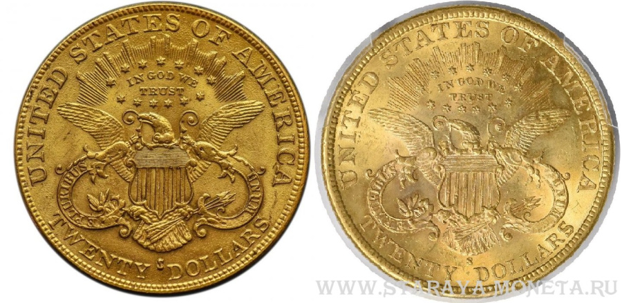 20 долларов 1895 г. США голова свободы, золота, копия-подделка "бельгийка"