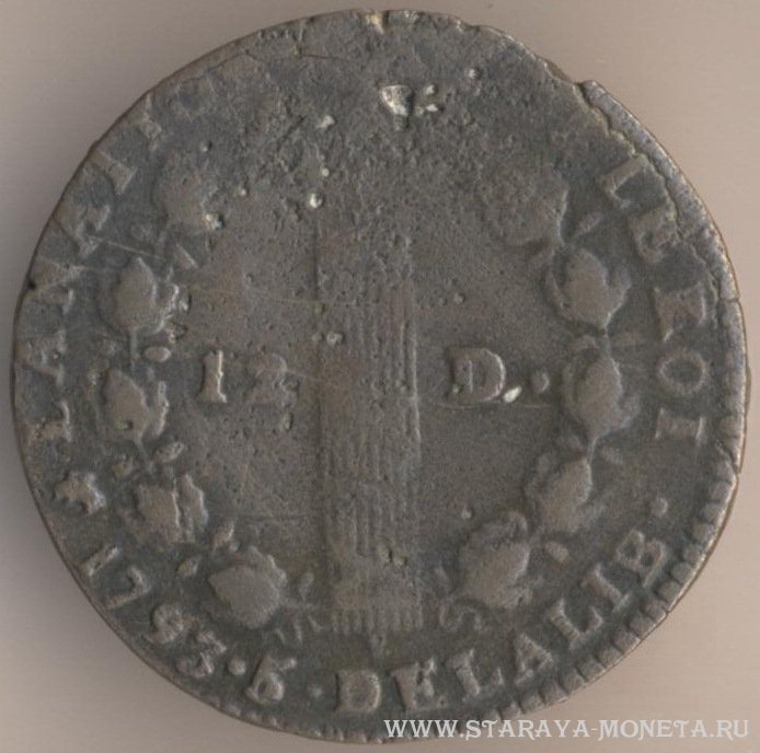 12 денье 1793 г. Франция