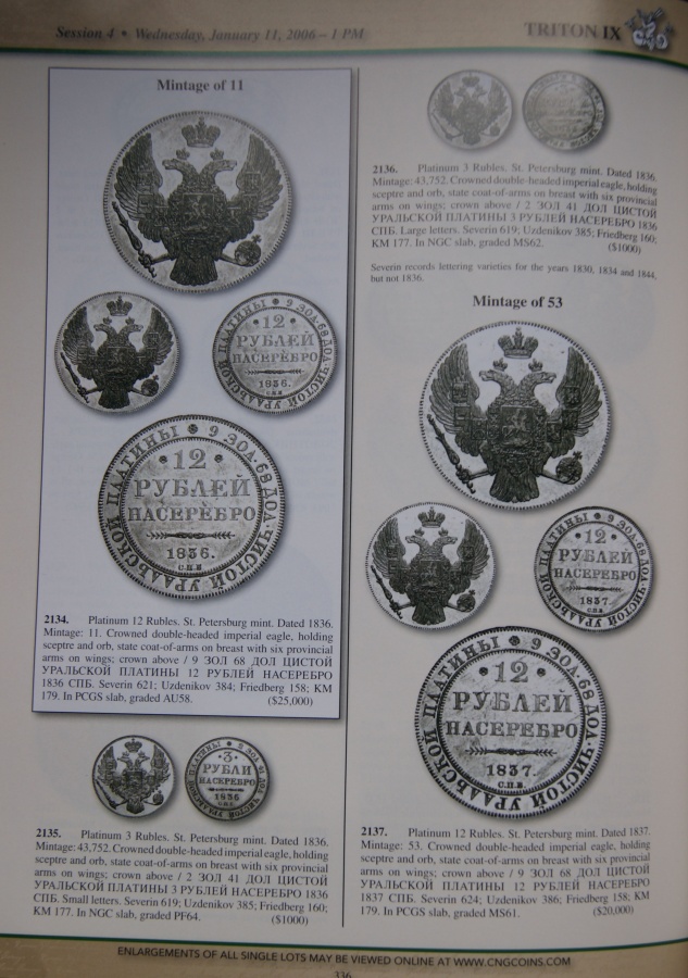 Каталог аукциона Тритон IX, Нью Йорк. Classic Numismatic Group, New York. 10-11 January 2006 in New York. Triton IX. A Highly Important Offering of Russian. 48 Yefimoks from the Fuchs Collection. 36 Platinum Pieces from a North American Collection.