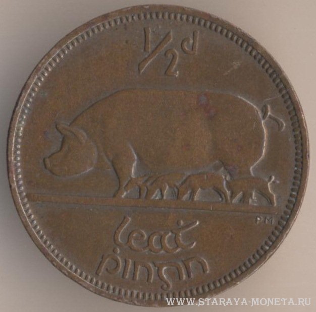 Пол пенни 1928 г. Ирландия