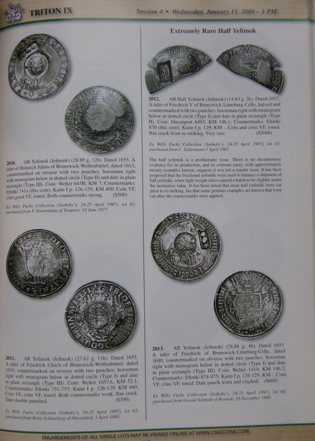 Каталог аукциона Тритон IX, Нью Йорк. Classic Numismatic Group, New York. 10-11 January 2006 in New York. Triton IX. A Highly Important Offering of Russian. 48 Yefimoks from the Fuchs Collection. 36 Platinum Pieces from a North American Collection.