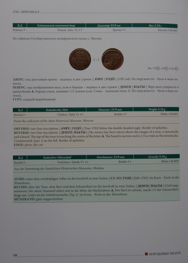 Руденко И. "Бородовые знаки 1698,1705,1724,1725 ", Rudenko I. "Beard tokens 1698.1705.1724.1725", Rudenko I "Bartmunzen 1698.1705.1724.1725"