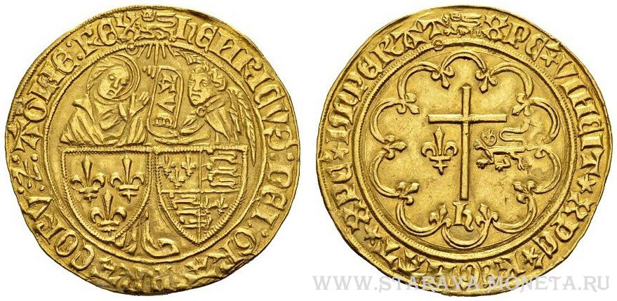 Salute d'or Руан, 2-я эмиссия, ордонанс от 6.09.1423г. 3,46 гр. D 27 мм