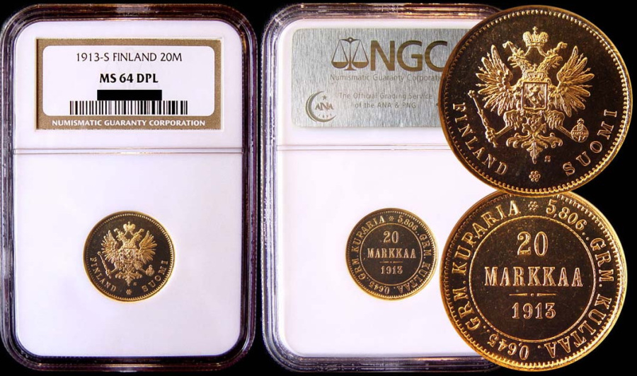20 марок 1913 S NGC MS 64 DEEP PROOFLIKE