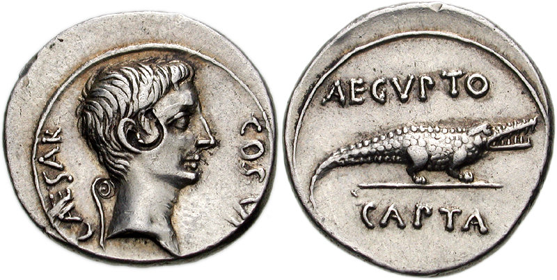 Проверочный удар (англ.Test cut, banker mark). Август, 14–37 годы, денарий.