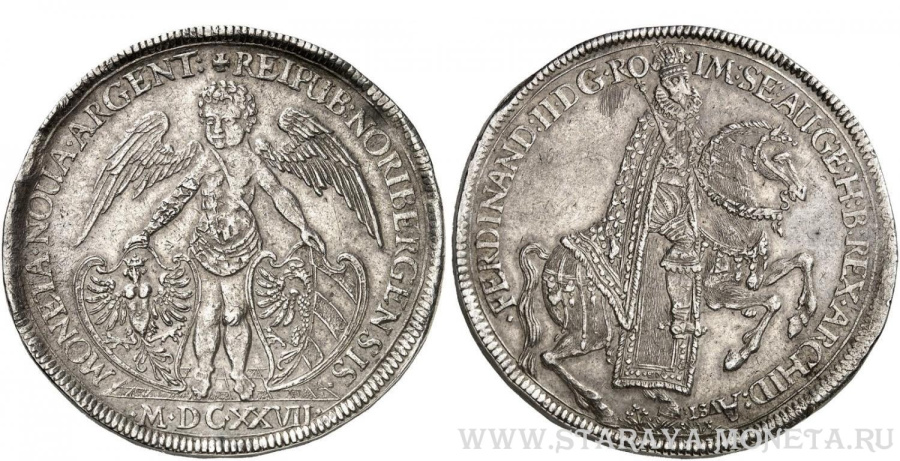 Двойной рейхсталер города НЮРНБЕРГ 1627 г., Дав. А 5640.