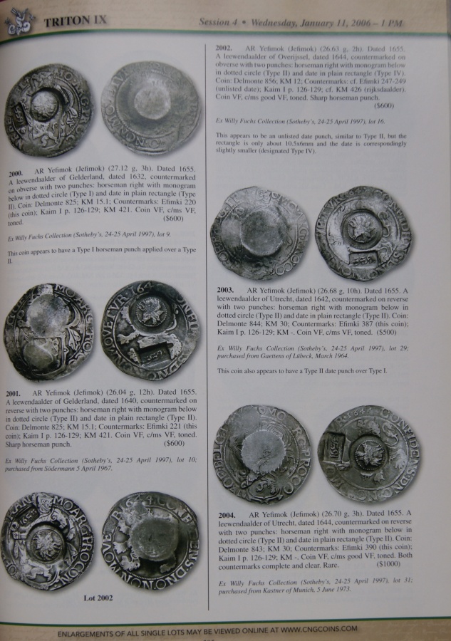    IX,  . Classic Numismatic Group, New York. 10-11 January 2006 in New York. Triton IX. A Highly Important Offering of Russian. 48 Yefimoks from the Fuchs Collection. 36 Platinum Pieces from a North American Collection.