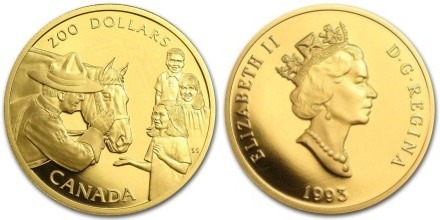 200 долларов 1993 г. Канада, 120 лет Северо-западной конной полиции (СЗКП)