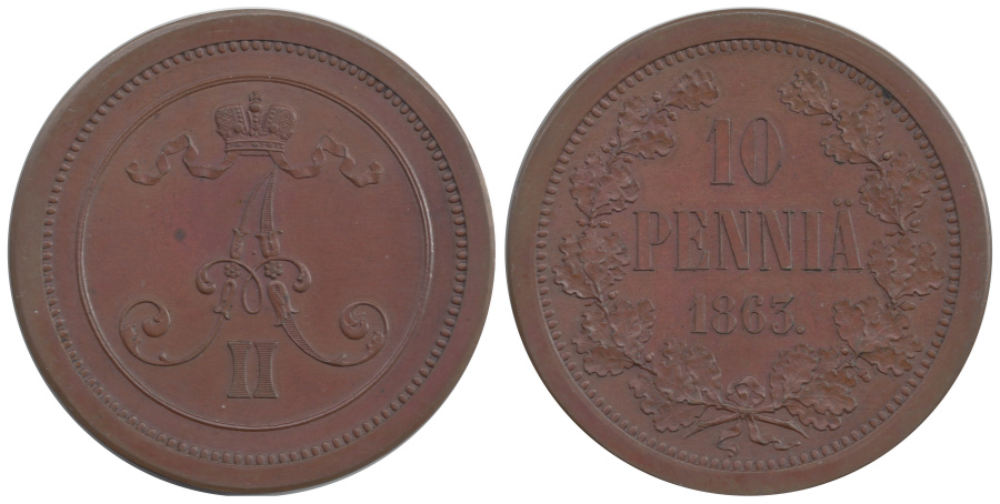 Илл. 8. Фото 10 пенни 1863 года, проданной 13.09.1967 (из коллекции М. Видениуса