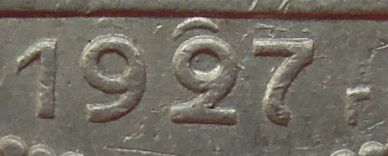 Один полтинник 1927 г. (ПЛ), задвоенная цифра даты