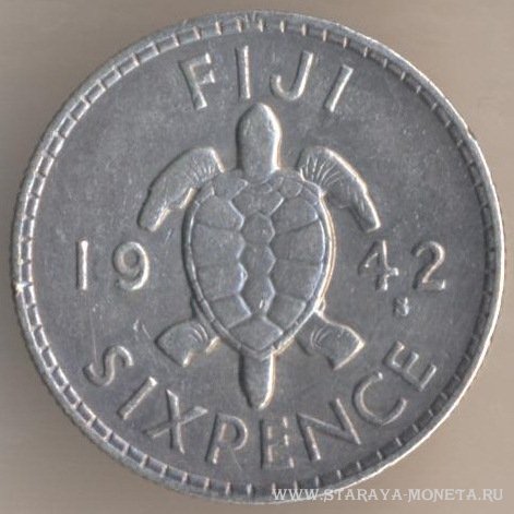 6 пенсов 1942 г. Фиджи