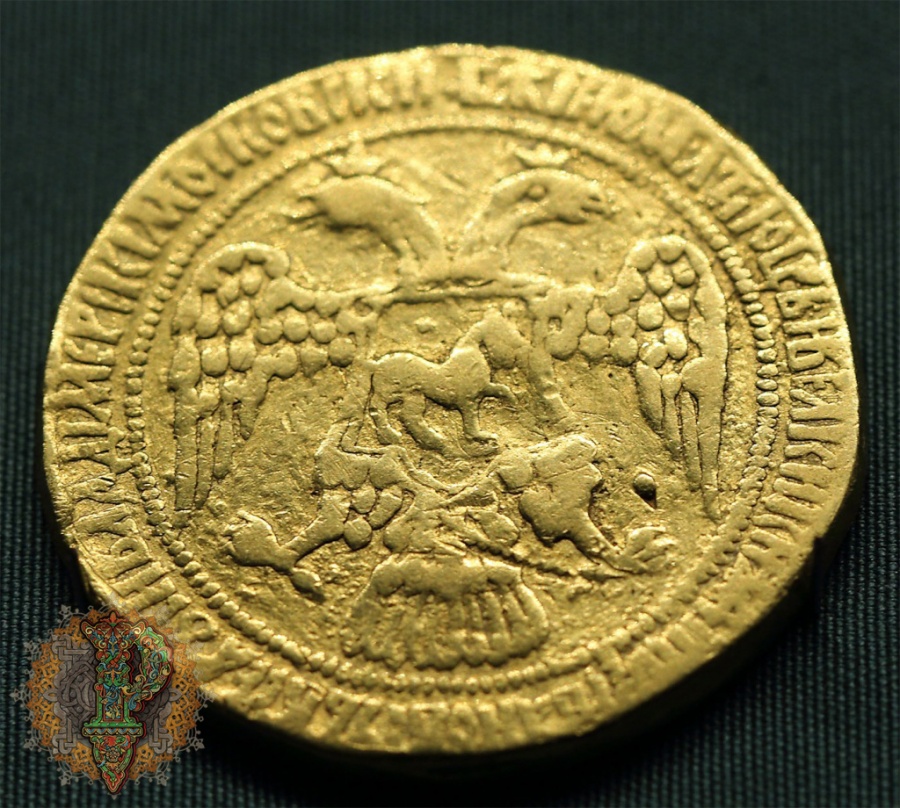 Россия. Дмитрий Иванович-Лжедмитрий I (1605-1606). Золотой в 10 угорских (португал). 1606 г. Золото; чеканка. Вес 34,0 г. Инв. № ОН-Р-Аз-32.